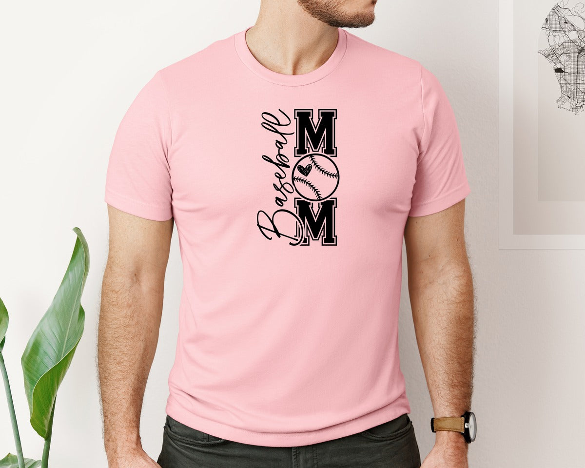 brand:Bella Canvas|color:Pink|Baseball Mom Baseball Mom 2 Graphic T-Shirt