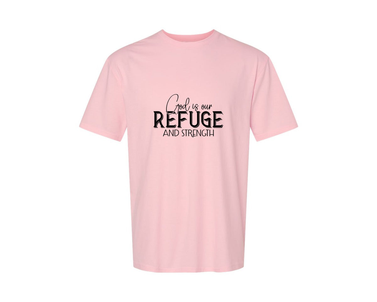 brand:Generic|color:Pink|God Is Our Refuge And Strength Sleeve Sv Graphic T-Shirt