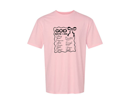 brand:Generic|color:Pink|God Says I Am Coquette Christian Graphic T-Shirt