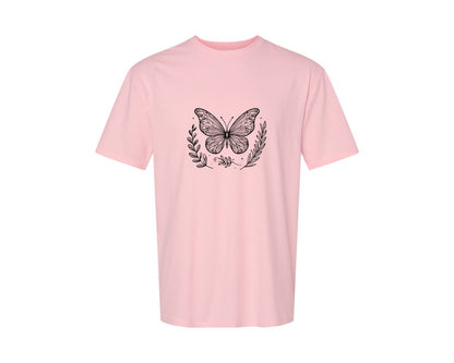brand:Generic|color:Pink|Butterfly Design Graphic T-Shirt