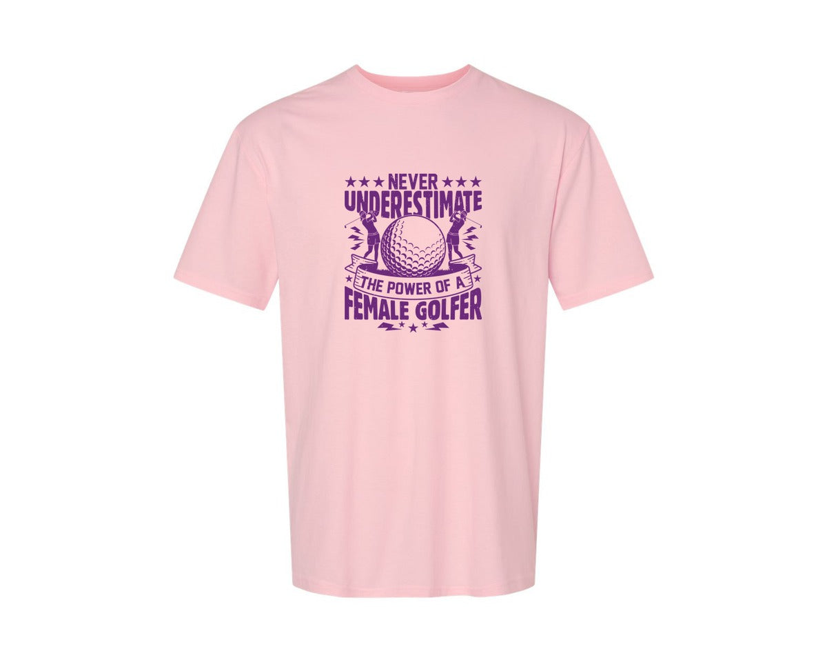 brand:Generic|color:Pink|Female Golfer Golf Club T Shirt Design Graphic T-Shirt