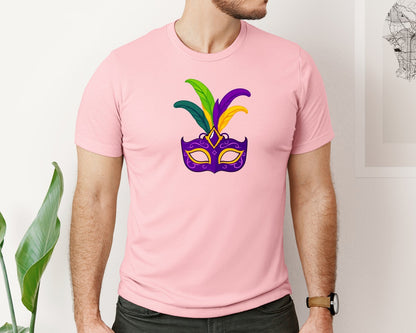 brand:Bella Canvas|color:Pink|Mardi Gras Mask T Shirt Design 4 Graphic T-Shirt