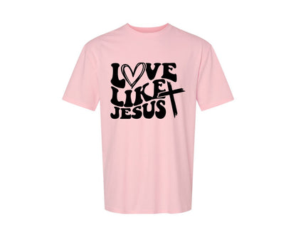 brand:Generic|color:Pink|Love Like Jesus Wavy 2 Graphic T-Shirt