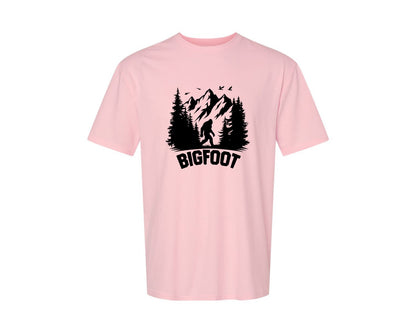 brand:Generic|color:Pink|Retro Bigfoot Silhouette Pixel Art Graphic T-Shirt