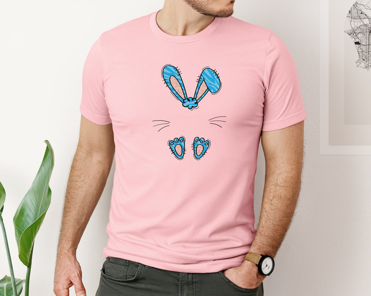 brand:Bella Canvas|color:Pink|Boys Easter Monogram Bunny Graphic T-Shirt