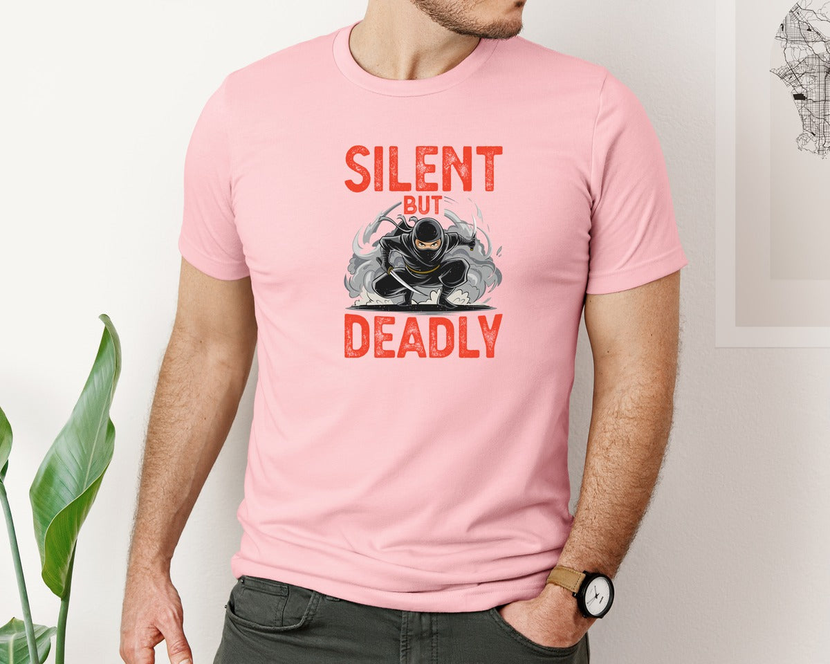 brand:Bella Canvas|color:Pink|Silent But Deadly T Shirt Graphic T-Shirt