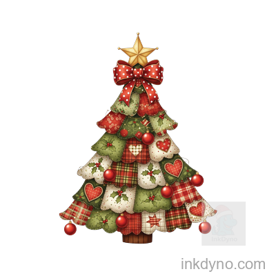 Whimsical Christmas Tree With Decorative Ornaments — DTF Transfer