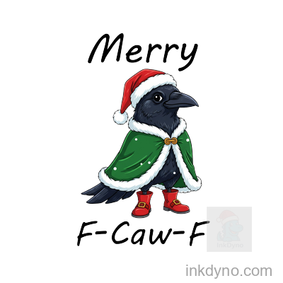 Festive Christmas Crow In Santa Outfit Design — DTF Transfer