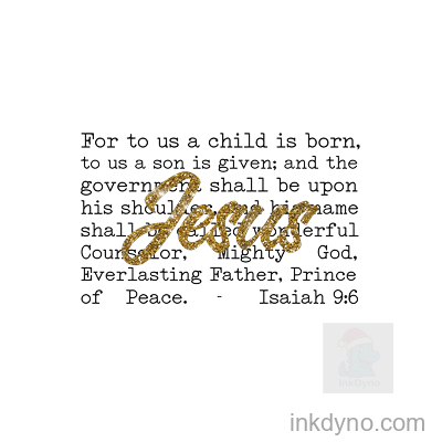 Glittery Jesus Design With Isaiah : Verse — DTF Transfer