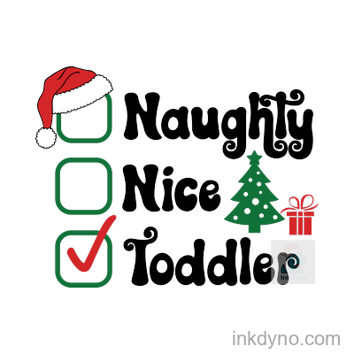 Christmas Checklist With Santa Hat And Cheerful Icons — DTF Transfer