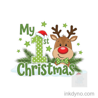 My First Christmas Reindeer Design Transfer — DTF Transfer