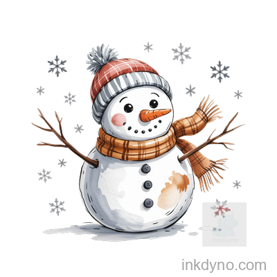 Cute Winter Snowman With Hat And Scarf Design — DTF Transfer