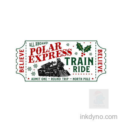 Polar Express Train Ride Holiday Ticket Design — DTF Transfer