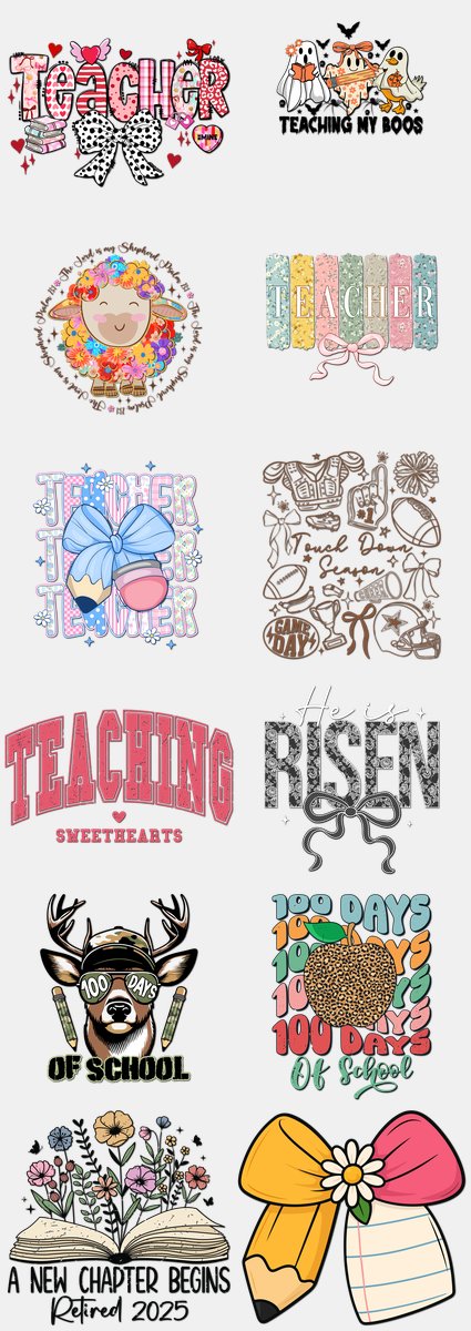 Back to School DTF Transfers Gang Sheet – 03 | 12 De... — DTF Transfer