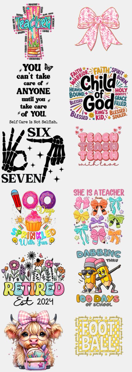Back to School DTF Transfers Gang Sheet – 05 | 12 De... — DTF Transfer