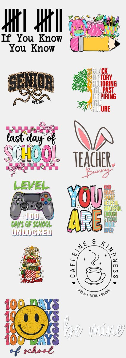Back to School DTF Transfers Gang Sheet – 06 | 12 De... — DTF Transfer