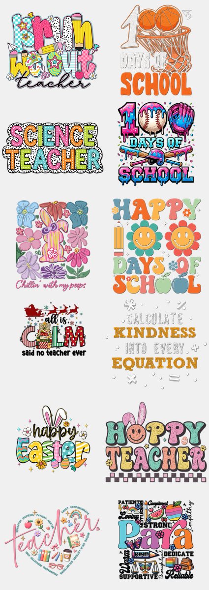 Back to School DTF Transfers Gang Sheet – 09 | 12 De... — DTF Transfer