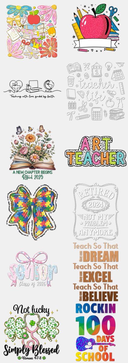 Back to School DTF Transfers Gang Sheet – 10 | 12 De... — DTF Transfer