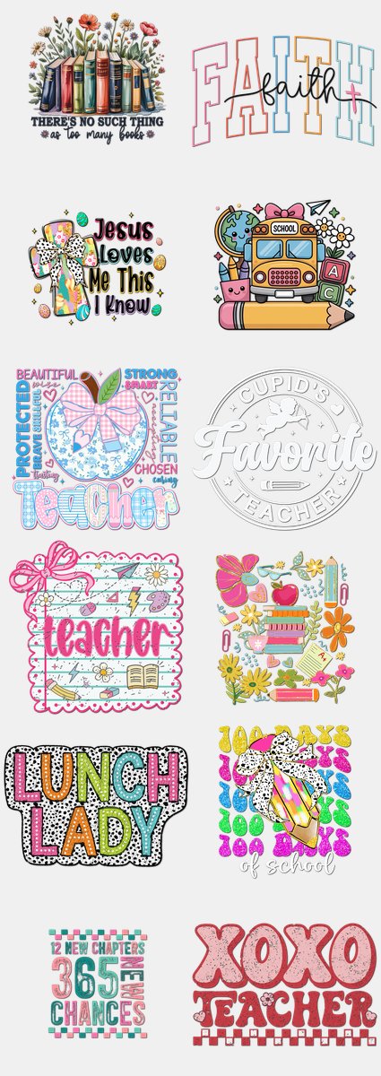 Back to School DTF Transfers Gang Sheet – 11 | 12 De... — DTF Transfer