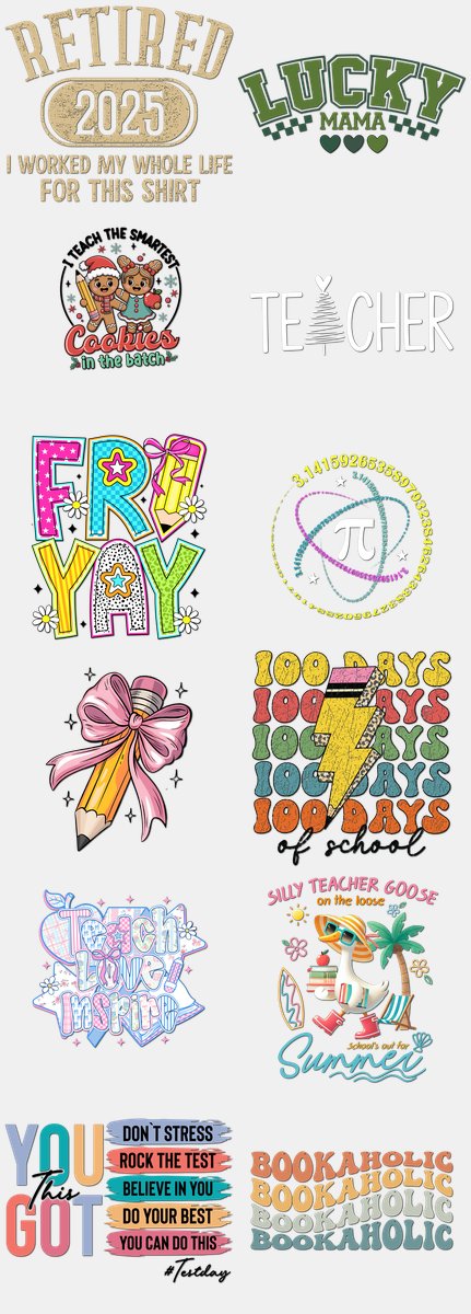 Back to School DTF Transfers Gang Sheet – 15 | 12 De... — DTF Transfer