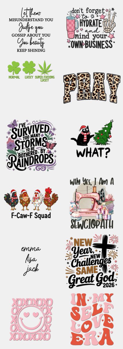 Christmas DTF Transfers Gang Sheet – 05 | 12 Designs Ready to Press