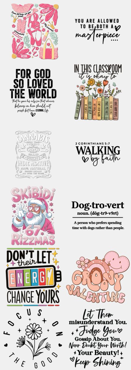 Christmas DTF Transfers Gang Sheet – 08 | 12 Designs Ready to Press