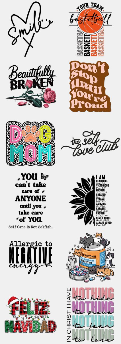 Christmas DTF Transfers Gang Sheet – 09 | 12 Designs Ready to Press