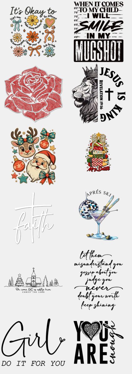 Christmas DTF Transfers Gang Sheet – 11 | 12 Designs Ready to Press