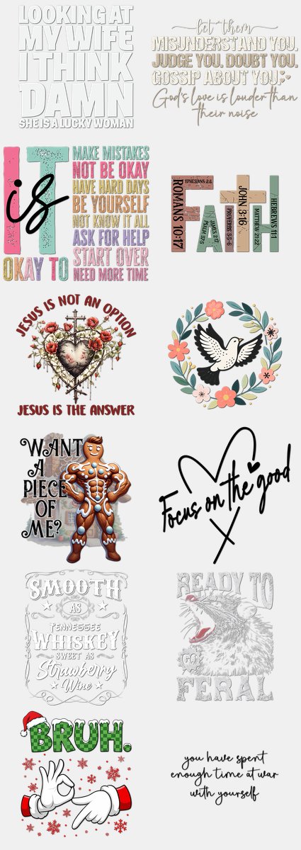 Christmas DTF Transfers Gang Sheet – 13 | 12 Designs Ready to Press