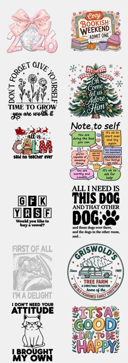 Christmas DTF Transfers Gang Sheet – 15 | 12 Designs Ready to Press