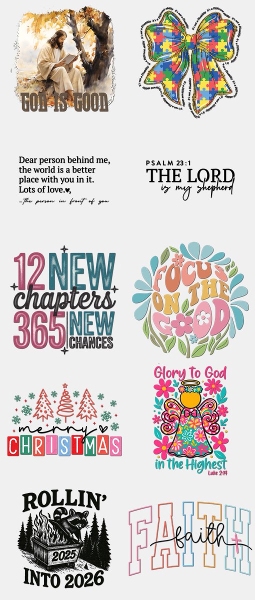Christmas DTF Transfers Gang Sheet – 16 | 10 Designs Ready to Press
