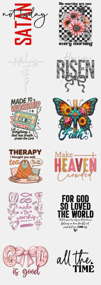 Easter DTF Transfers Gang Sheet – 03 | 12 Designs Ready to Press