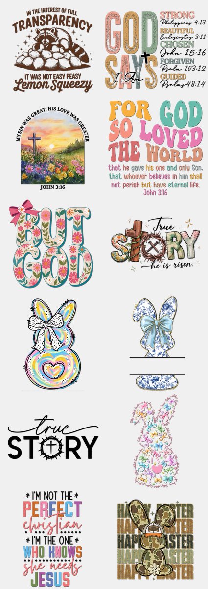 Easter DTF Transfers Gang Sheet – 09 | 12 Designs Ready to Press