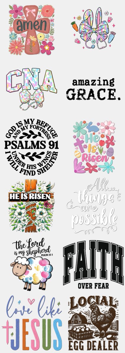 Easter DTF Transfers Gang Sheet – 11 | 12 Designs Ready to Press