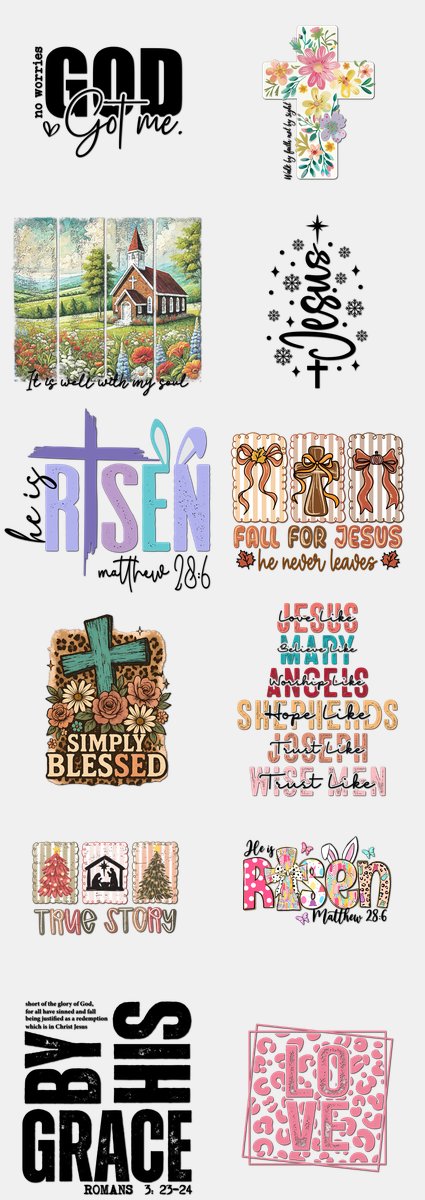 Faith & Christian DTF Transfers Gang Sheet – 01 | 12... — DTF Transfer