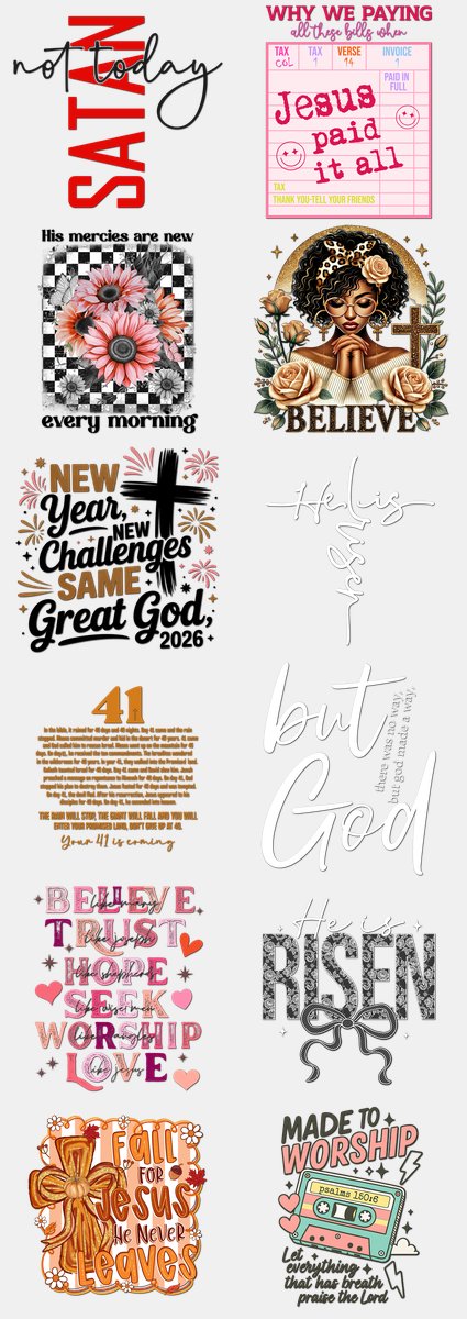 Faith & Christian DTF Transfers Gang Sheet – 07 | 12... — DTF Transfer