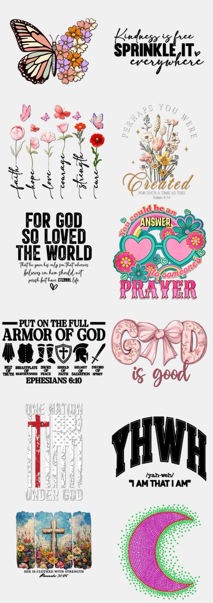 Faith & Christian DTF Transfers Gang Sheet – 10 | 12... — DTF Transfer