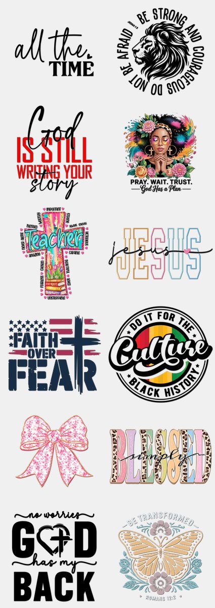 Faith & Christian DTF Transfers Gang Sheet – 11 | 12... — DTF Transfer