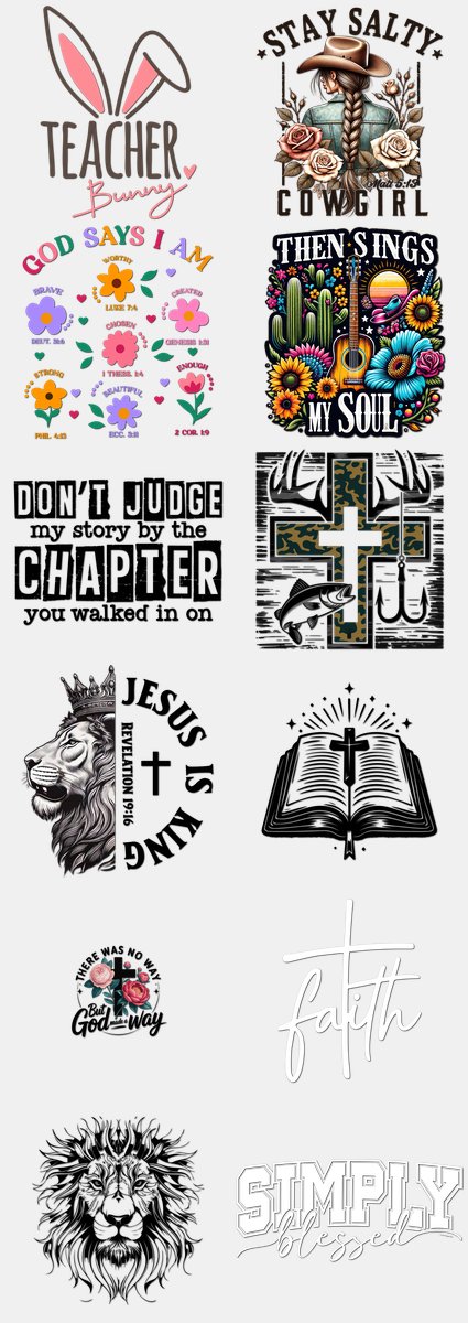 Faith & Christian DTF Transfers Gang Sheet – 15 | 12... — DTF Transfer