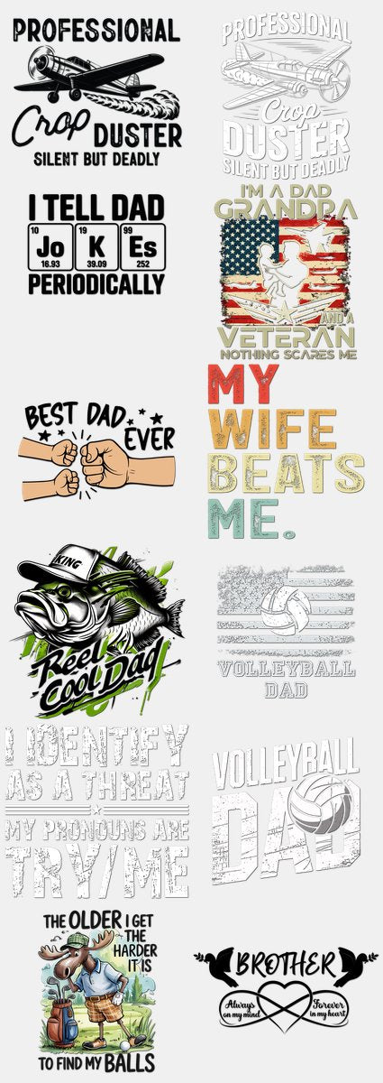 Father's Day DTF Transfers Gang Sheet – 10 | 12 Designs Ready to Press