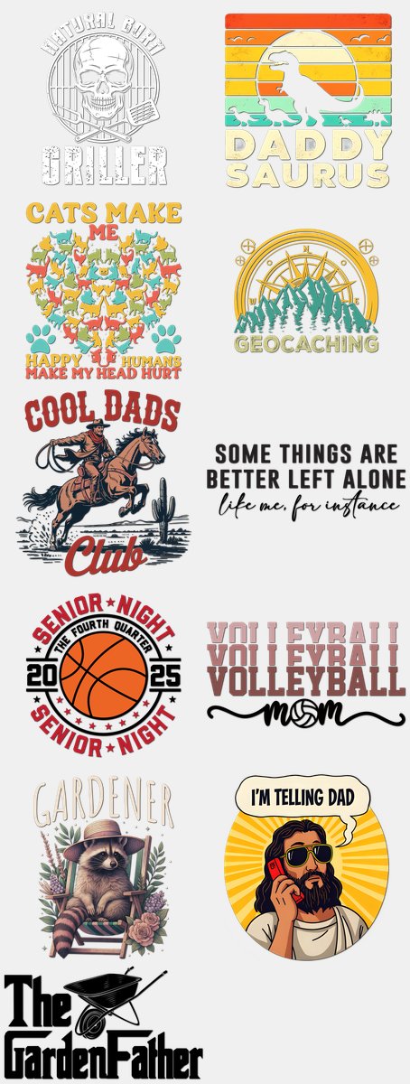 Father's Day DTF Transfers Gang Sheet – 16 | 11 Designs Ready to Press