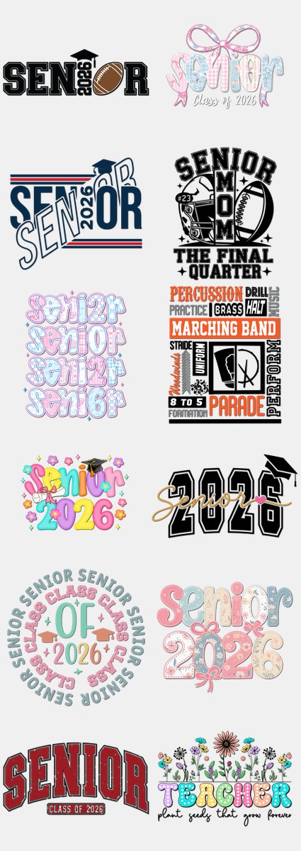 Graduation DTF Transfers Gang Sheet – 02 | 12 Designs Ready to Press