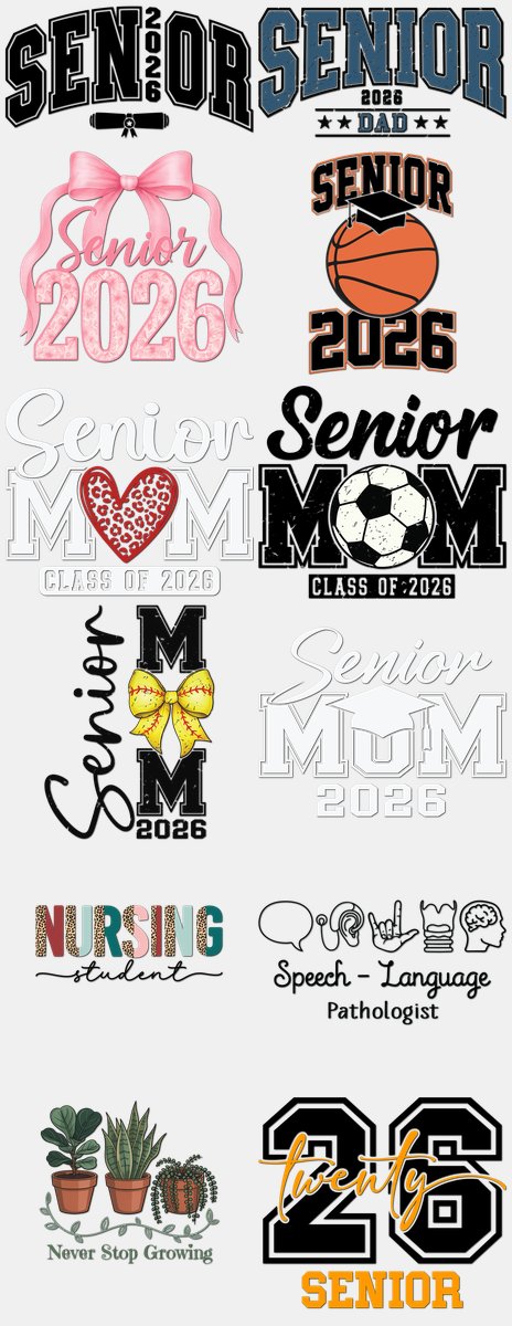 Graduation DTF Transfers Gang Sheet – 06 | 12 Designs Ready to Press
