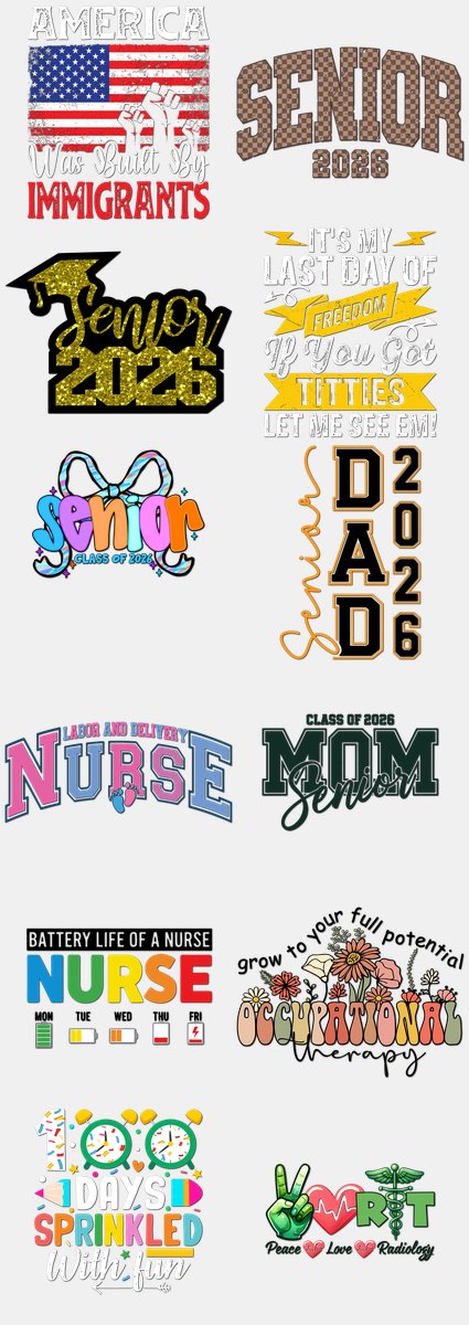 Graduation DTF Transfers Gang Sheet – 11 | 12 Designs Ready to Press