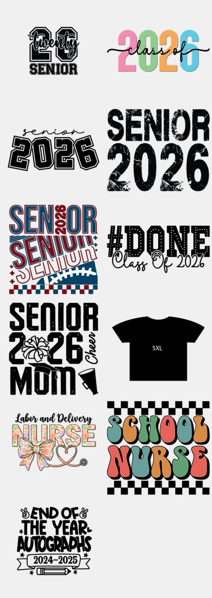 Graduation DTF Transfers Gang Sheet – 12 | 11 Designs Ready to Press