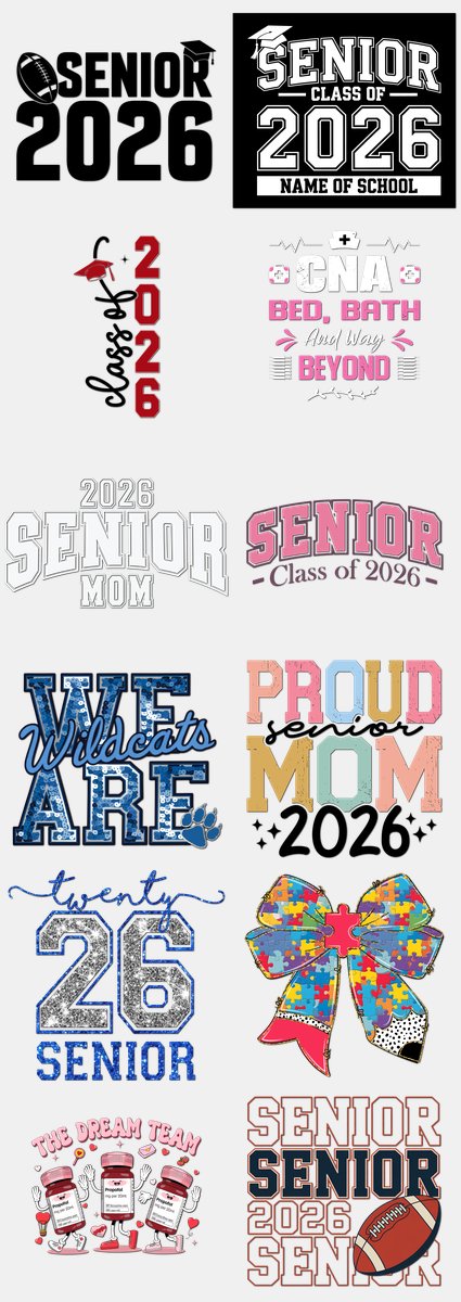 Graduation DTF Transfers Gang Sheet – 13 | 12 Designs Ready to Press
