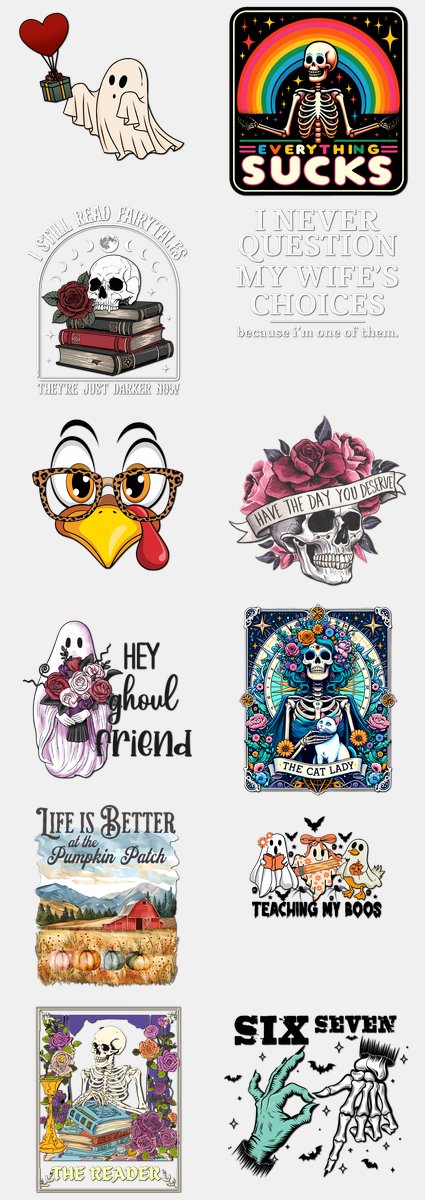 Halloween DTF Transfers Gang Sheet – 05 | 12 Designs Ready to Press