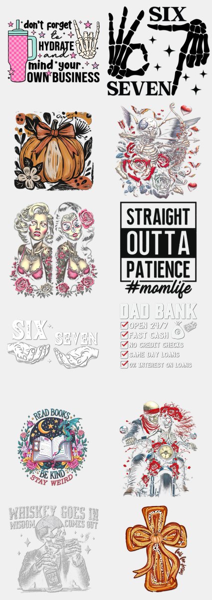 Halloween DTF Transfers Gang Sheet – 09 | 12 Designs Ready to Press