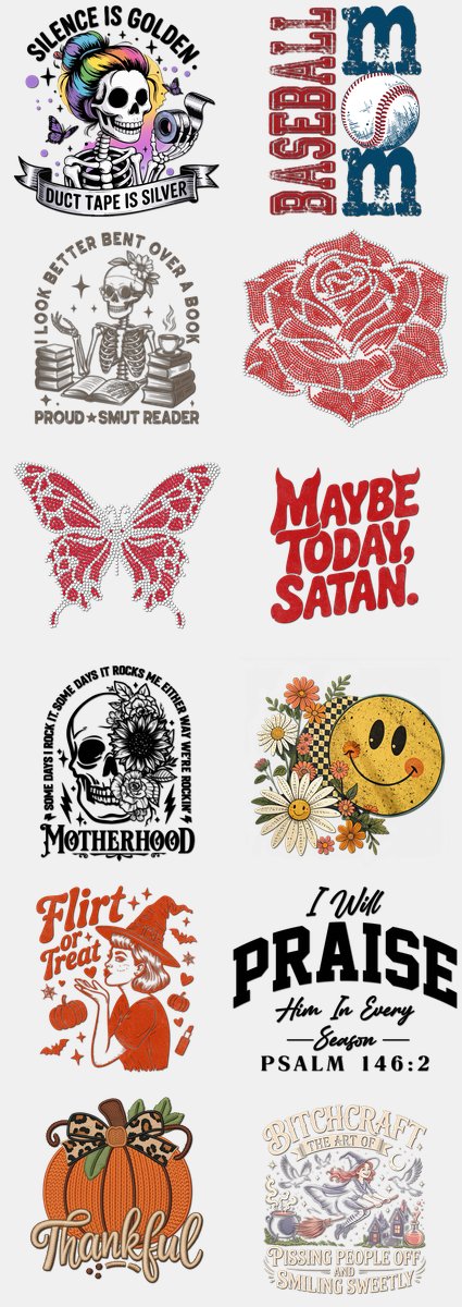 Halloween DTF Transfers Gang Sheet – 10 | 12 Designs Ready to Press
