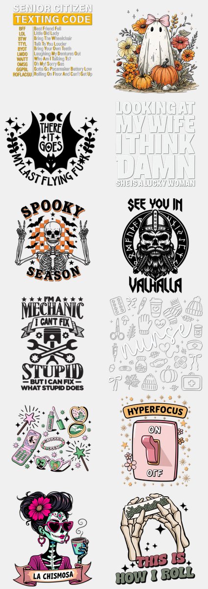 Halloween DTF Transfers Gang Sheet – 11 | 12 Designs Ready to Press